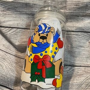 VTG Vintage Christmas Apothecary Glass Jar, Christmas Bears, Made in France